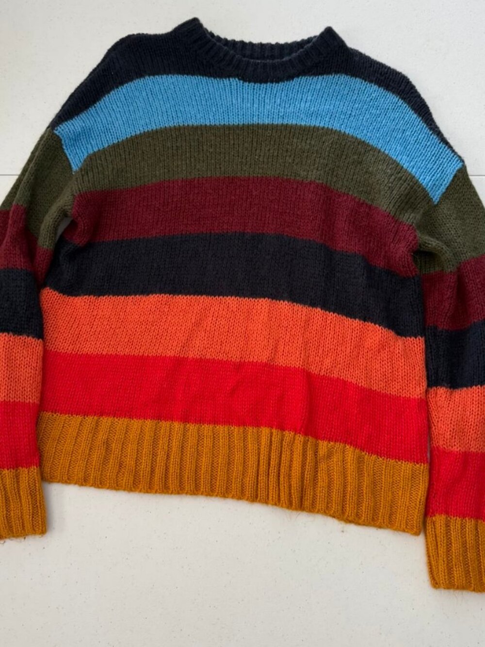 Urban Outfitters Multicolor Rainbow Stripe Chunky Knit Sweater S